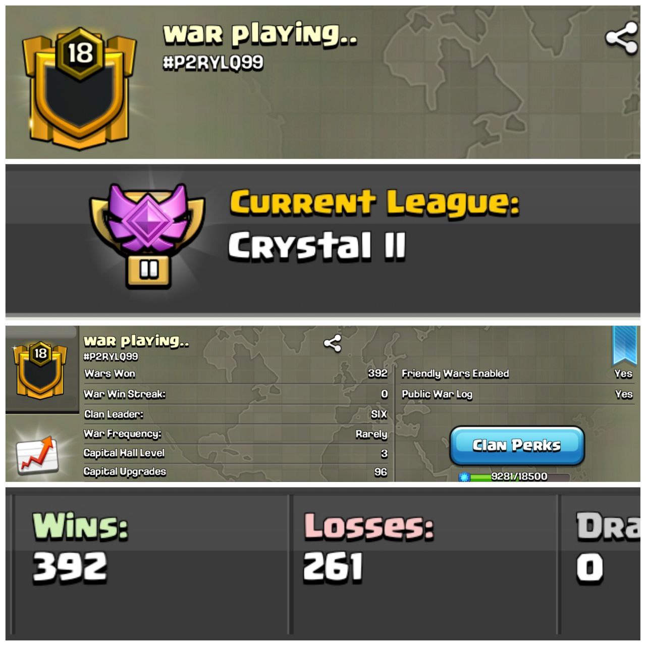 War playing.. -- { Lvl-18 } -- Crystal 2 -- Lvl-18 -- Positive Log -- Brilliant and Superb Name And League