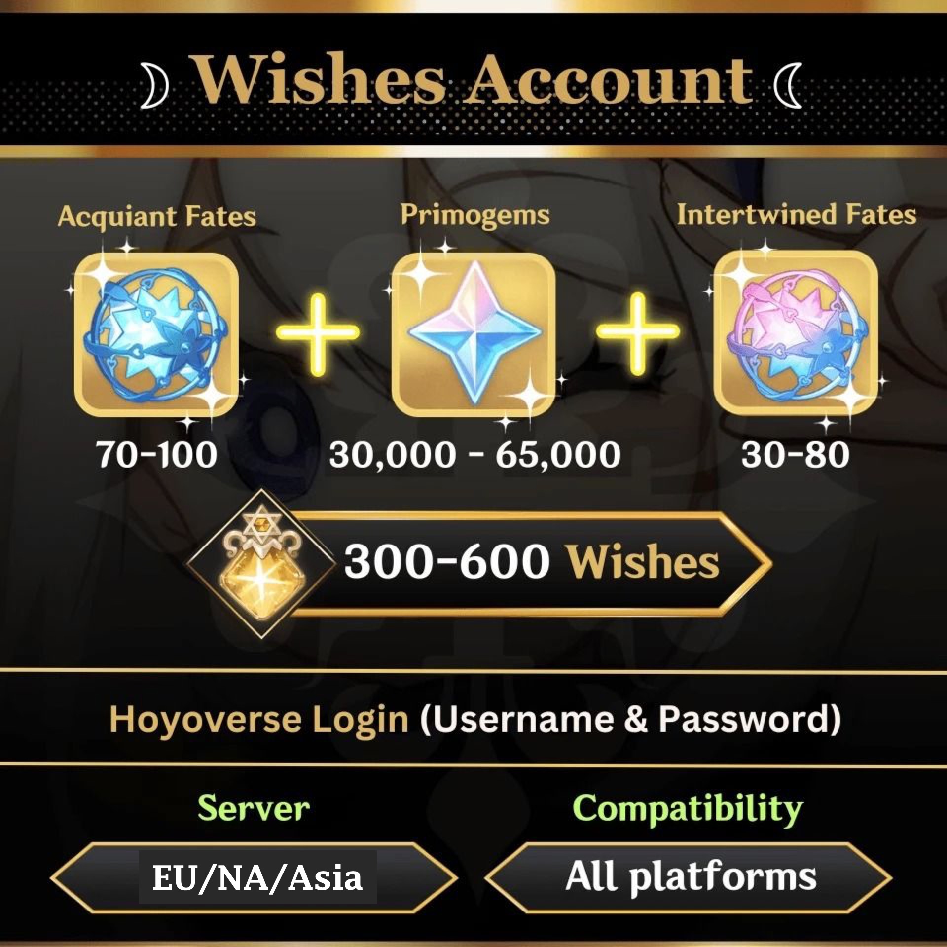 [NA] AR50 | 400 Wishes | 40000 Primogems | 40 Intertwined + 100 Acquaint Fates | All unlinked
