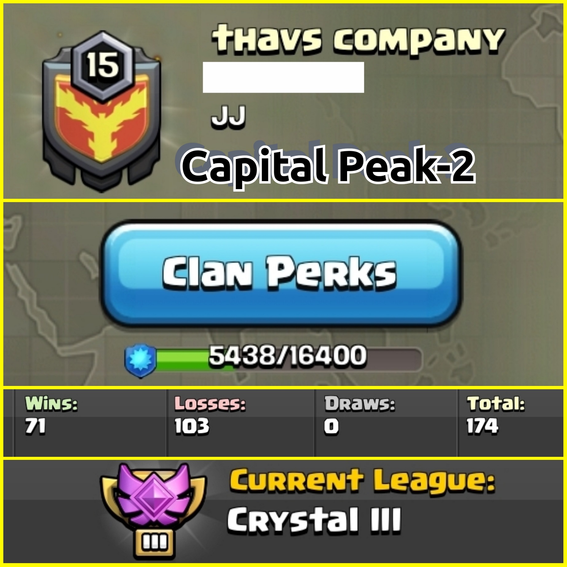 || Level - 15 || Name - thavs company || Crystal League 3 || Capital Peak 2 || Both Android and iOS || Fast Delivery ||