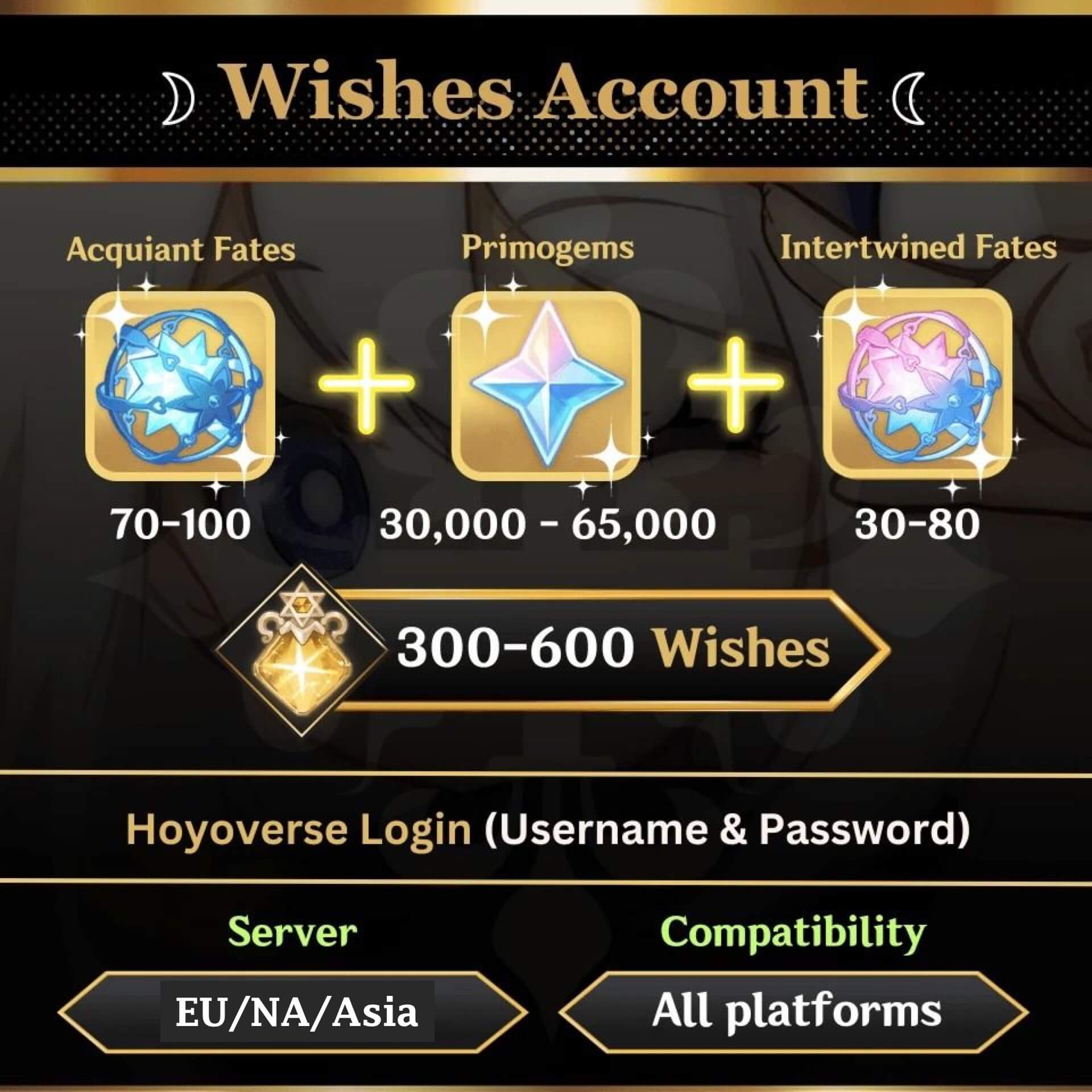[Asia] AR50 | 400 Wishes | 40000 Primogems | 40 Intertwined + 100 Acquaint Fates | All Unlinked