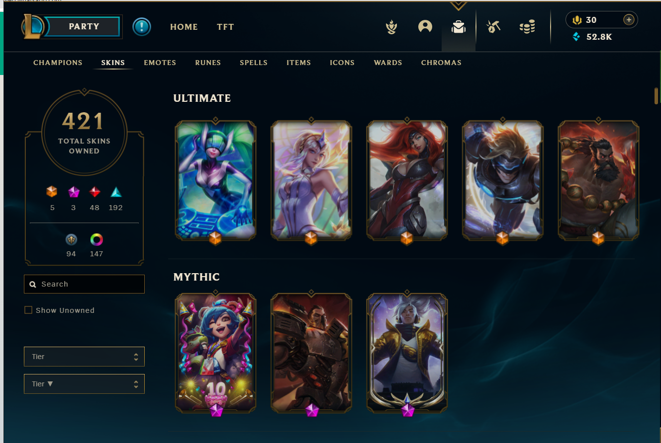 Emerald OG account 421 skins 5 Ultimate +48 legendary best collection -full champs-full access